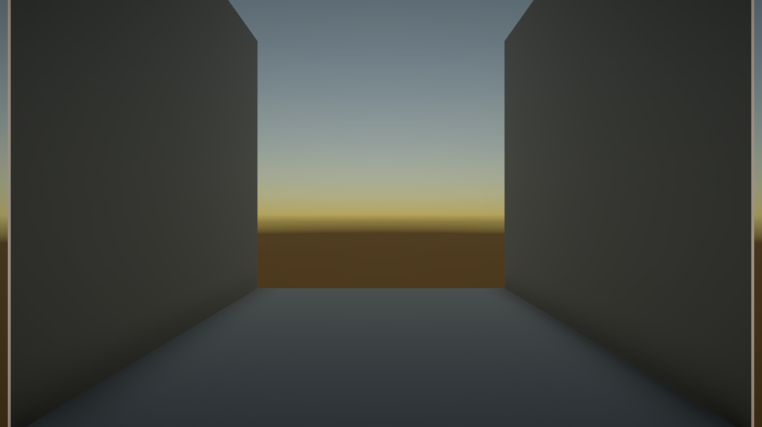 An image of the scenery in the Unity Editor as two walls and a floor